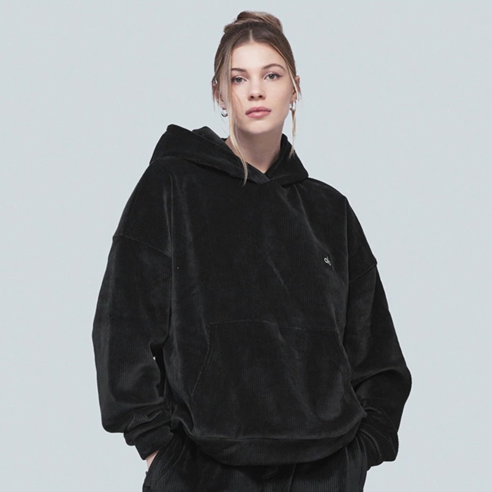 ALO YOGA HOODIE NEW W TAGS. VELOUR VELVET BALLER - RETAIL $148 LARGE SWEATSHIRT
